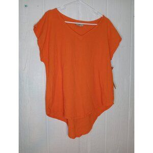 Cottonways Sz 2 Meagan Top Women XL Orange Gauze Cotton V Neck Coastal Beach NWT